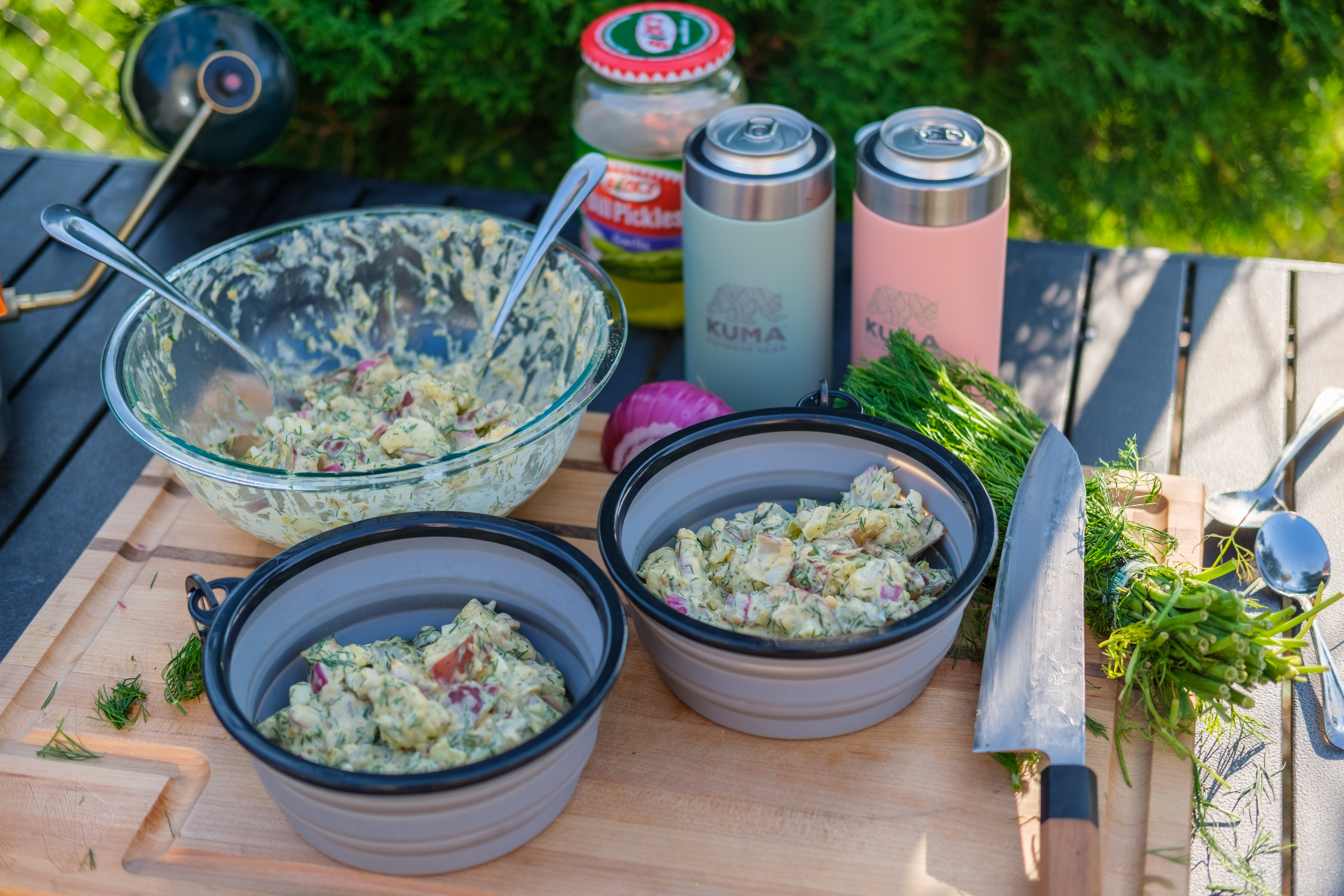 Potato salad in a camp